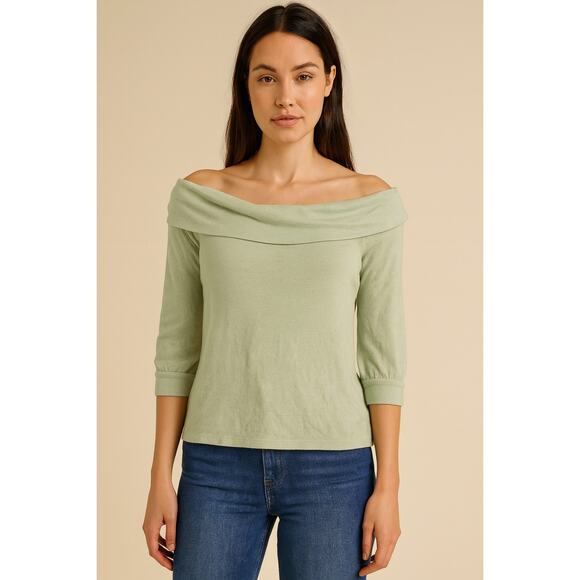 A.N.A Women's Off Shoulder Sweater Top Light Green Medium NWT - Picture 1 of 5